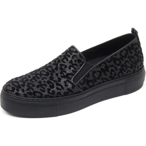 B8572 sneaker donna TRUSSARDI JEANS scarpa leopardato nero slip on shoe woman