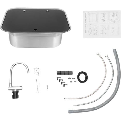 RV-Spüle, kompaktes Design, langlebiges Material, Silber