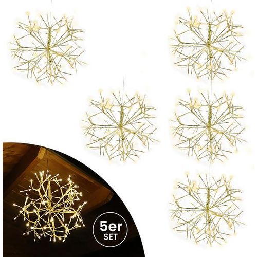 Weihnachtsdekoration Goldstern 45 cm 5er Ser mit 120 LED warmweiß Timer-Funktion LED-Weihnachtsstern