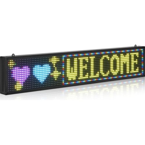 Programmierbare LED-Laufschrift - P10 LED-Matrix, flexibles Vollfarb-Panel - Bluetooth App-Steuerung - Eigene Texte & GIFs - DIY Anzeigetafel - Größe 99 x 19 x 5,5 cm