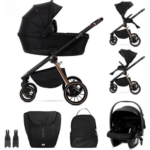 Lorelli BIANCA 3in1 Kombikinderwagen bis 22 kg – Babywanne (Anti-Reflux) + umsetzbarer Sportsitz + i-Size Babyschale ARIA LUXE 40–87 cm