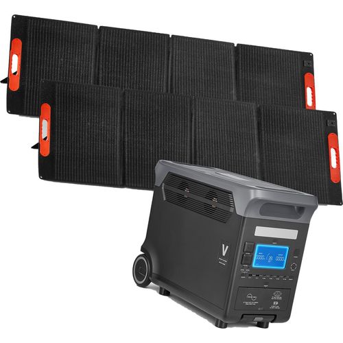 SucceBuy Tragbare Powerstation mit 2 x 200-W-Solarpanels, 3000-W-Solargenerator, 3072-Wh-LiFePO4-Akku und 13 Anschlüssen, geeignet für Notfälle, Camping und Wohnmobilreisen
