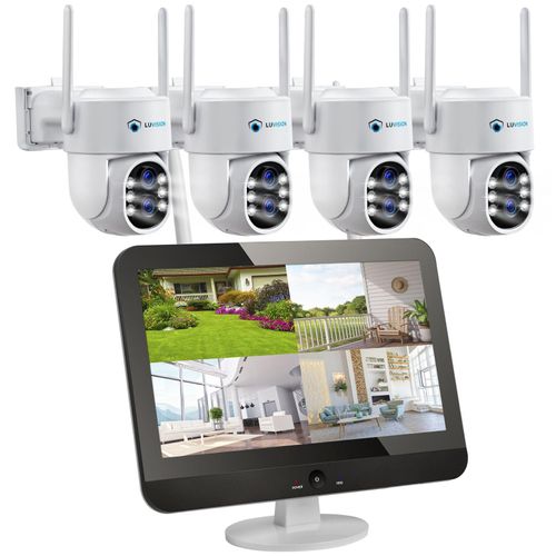 LUVISION Dual WLAN PTZ Überwachungssystem mit 12,5" Monitor,Mikrofon, Sirene, Nachtsicht, KI Bewegungsverfolgung