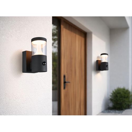 2er SET LED Außenwandleuchten zur Reihenschaltung mit Bewegungsmelder, Höhe 24cm