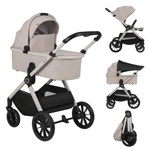 Lionelo Kombikinderwagen Layla 2in1 Babywanne und Buggy bis 22n kg, Babywanne bis 9 kg, 360° Schwenkbare PolyurethanRäder, XXL Verdeck