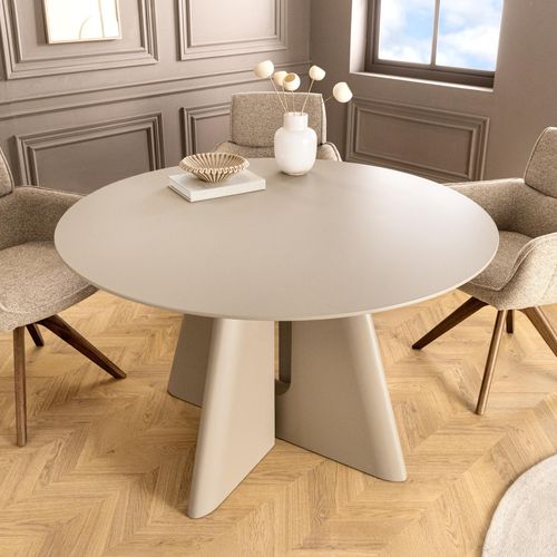 riess-ambiente Runder Esstisch ORGANIKO 120cm cement greige MDF 4 Personen