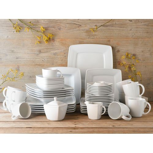 Kombiservice CREATABLE "Geschirr-Set VICTORIA", weiß, 50 Stk., Porzellan, Geschirr-Sets, Kombiservice, Service, weiß, 50 Teile, für 6 Personen