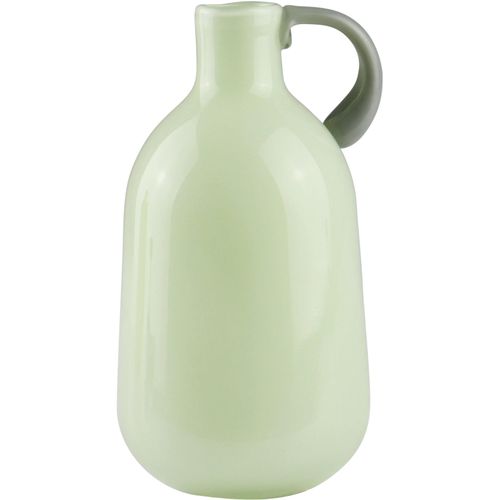 Dekovase AM DESIGN "Grüne Glasvase mit grauem Griff", grün, B:9cm H:16,5cm, Glas, Vasen, für einen modernen Look