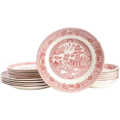 Teller-Set CREATABLE "China Town, Teller Set 18-tlg", rot, 18 Stk., Steingut, Geschirr-Sets, Fernöstliche Kultur