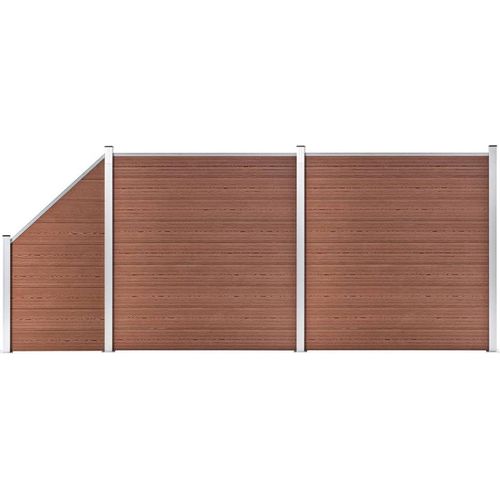 WPC Zaun-Set 2 Quadrate + 1 Schräge 446x186 cm Braun