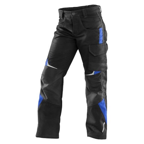 Arbeitsbundhose KÜBLER "Kübler Bekleidung 22245353-9946 Kübler", Kinder, Gr. 116, EURO, schwarz (schwarz, kornblau), Obermaterial: 65% Polyester PES. 35% Baumwolle CO., Hosen Arbeitsbundhose