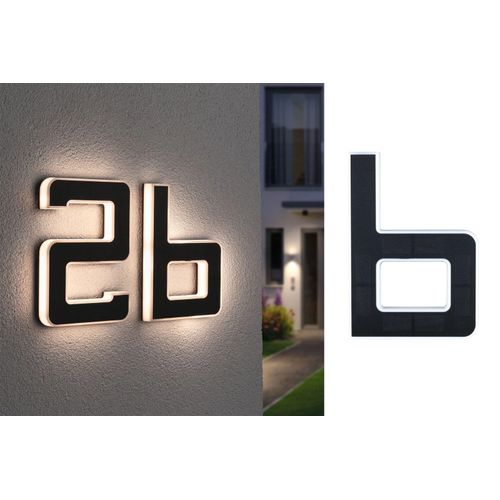 LED Außen-Wandleuchte PAULMANN "Solar Hausnummer", schwarz, B:16cm H:23cm T:3cm, Leuchten, LED Außen-Wandleuchte, LED-Modul, Hausnummern, Buchstaben wählbar, Akku wechselbar