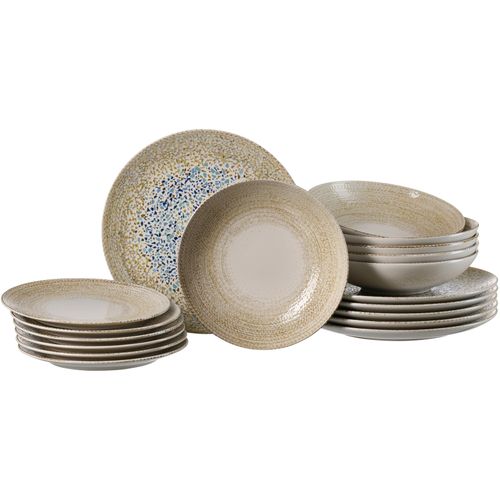 Tafelservice RITZENHOFF & BREKER "Rimini", braun, 18 Stk., Steinzeug, Geschirr-Sets, Tafelservice, Teller Set, aus Steinzeug für 6 Personen