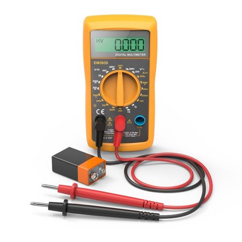 Multimeter HAMA "Digitalmultimeter zum Messen von Spannung, Strom und Widerstand, 300V", gelb, B:7cm H:13,7cm L:2,8cm, Kunststoff, Stahl, Spannungsprüfer, Multimeter
