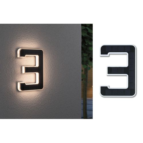LED Außen-Wandleuchte PAULMANN "Solar Hausnummer", schwarz, B:16cm H:23cm T:3cm, Leuchten, LED Außen-Wandleuchte, LED-Modul, Hausnummern, Buchstaben wählbar, Akku wechselbar