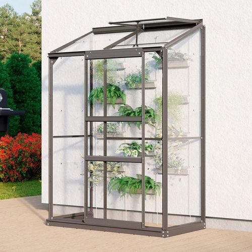Anlehngewächshaus VITAVIA "Styx 900", grau (anthrazit), B:131cm T:65cm, Gewächshäuser, Anlehngewächshaus