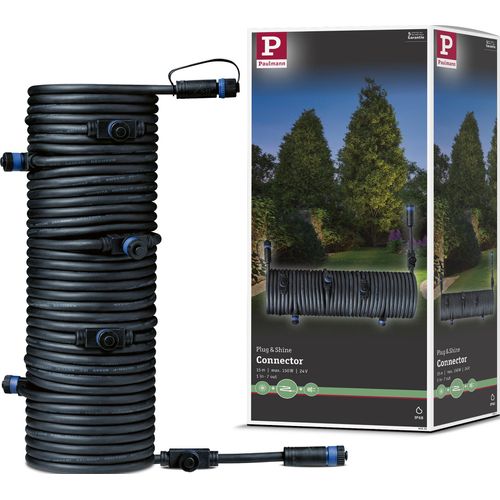 Lampen-Verbindungskabel PAULMANN "Outdoor Plug&Shine 15m IP68", schwarz, Ø:18,4mm, Kabel, Lampen-Verbindungskabel, 1 in - 7 out