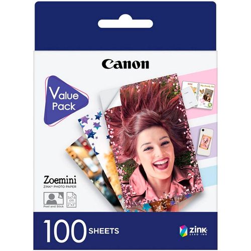 CANON Fotopapier "Zoemini Zink Papier ZP-2030 - 100 Blatt", weiß, B:5cm H:7,6cm, Papiere, Fotopapier