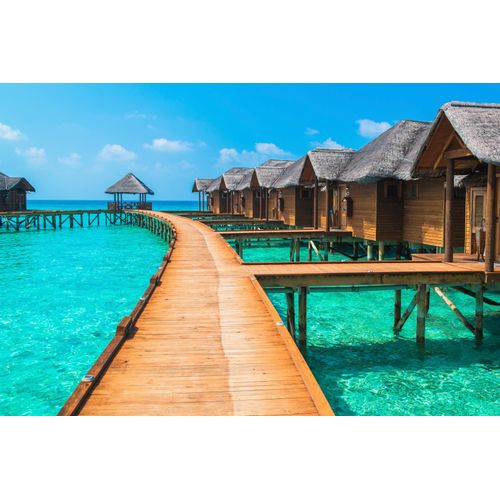 Fototapete PAPERMOON "Water Bungalows", bunt, B:3m L:2,23m, Vlies, Tapeten