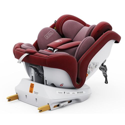 BUF BOOF® P100 Kindersitz i-Size R129 40–150 cm 360° drehbar ISOFIX Autositz mit Seitenaufprallschutz, Liegefunktion bis 165° Red