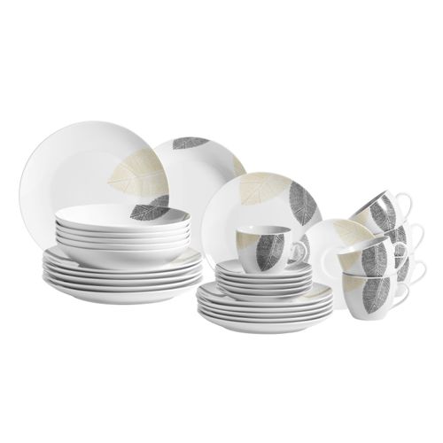 Kombiservice MÄSER "Jona", weiß, 30, Geschirr-Sets, Kombiservice