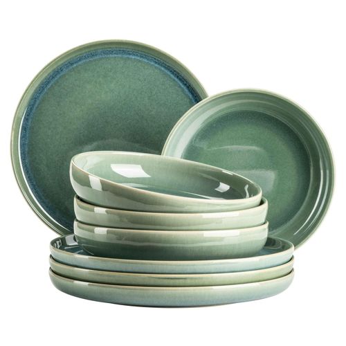 Tafelservice MÄSER "Elina Uno", grün, 8, Geschirr-Sets, Tafelservice