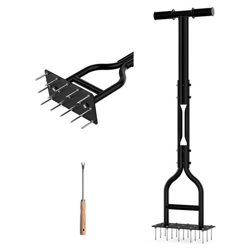 Rasenlüfter mit 15 massiven Stahlspikes, Aerifizierer für die Rasenbelüftung