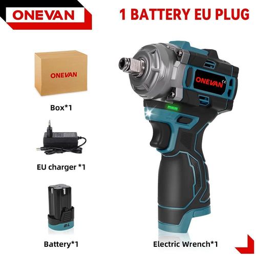 Akku-Schlagschrauber - Bürstenlos - Max 500 Nm Drehmoment - Drehzahl 0–4200 U/min - Leistung 800 W - Mit 1x Li‑Ion Akku, EU‑Ladegerät - Gold