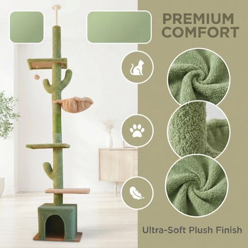 Kaktus Katzenkratzbaum - Kletterturm - 5 Ebenen - Sisalstämme - Sprungplattform - Für Innenbereich - Winter