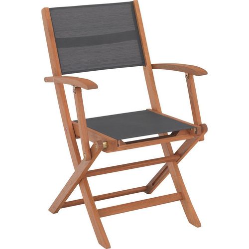 Ambia Garden Gartenklappsessel, Grau, Natur, Holz, Textil, Akazie, massiv, X-Form, 56x90x58 cm, klappbar, Gartenmöbel, Gartenstühle, Gartenklappstühle