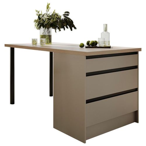P & B Kücheninsel Troja, Grau, Schwarz, Kaschmir, Holzwerkstoff, 3 Schublade(n) Schubladen, nur wie online abgebildet bestellbar, 180x91x90 cm, Küchen, Küchenmöbel, Kücheninseln