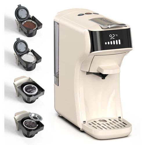 HiBREW 6-in-1-Elektrokaffeemaschine mit 7 w?hlbaren Wassermengen, Extraktion bei konstanter Temperatur von 92 ¡ãC, 20 Bar, Kalt-/Hei?br¹h-Minikaffeemaschine, Espressokaffeemaschine, funktioniert mit Nes DG-Kapsel, ESE Kcup Pod, gemahlenem Kaffee und Tee