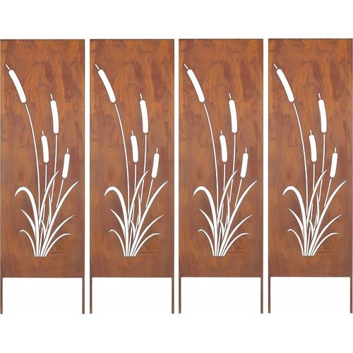 Sichtschutz Metal 4x - 160 x 50 cm - Edelrost - Rostoptik Sichtschutz für Garten - Sichtschutzelement - Sichtschutzwand - Gartendekoration Zaun Rost