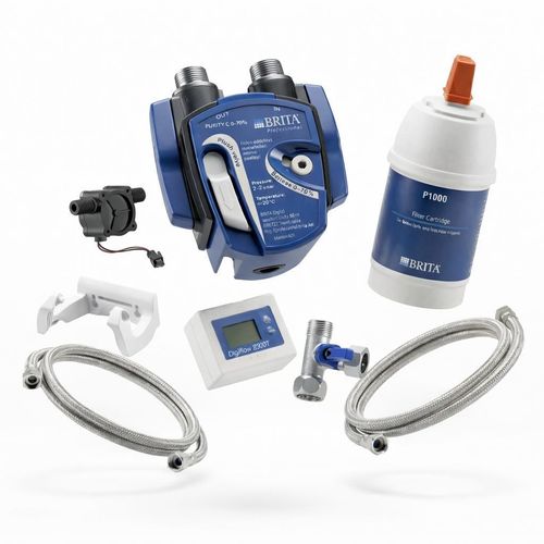 Untertisch-Wasserfilter Set – BRITA Filterkopf + BRITA P1000 + Digiflow Filterwechselanzeige