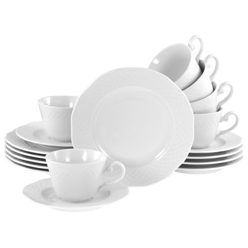Kaffeeservice CREATABLE "Arianne Weiss, Service 18-tlg.", weiß, 18, Porzellan, Geschirr-Sets, Kaffeeservice, Klassisch, Zeitlos