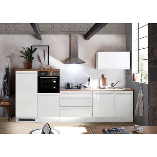 P & B Küchenleerblock, Weiß, Weiß Hochglanz, Kunststoff, 3 Schublade(n) Schubladen, nur wie online abgebildet bestellbar, 320 cm, höhenverstellbare Füße, Küchen, Küchenzeilen & Küchenblöcke, Küchenzeilen ohne Geräte