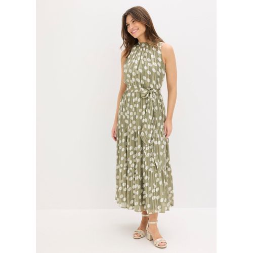 bonprix Chiffonkleid mit Glitzer, grün, Gr.50, festliches Chiffonkleid mit edlen Glitzerfäden