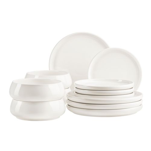 Tafelservice MÄSER "Taya", weiß, 12 tlg., Porzellan, Geschirr-Sets, Tafelservice, Teller Set