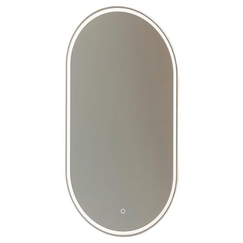 Novel Badezimmerspiegel , Silberfarben , Glas , oval , 50x90x3.1 cm , Goldenes M , beheizbar , Badezimmer, Badezimmerspiegel, Badspiegel