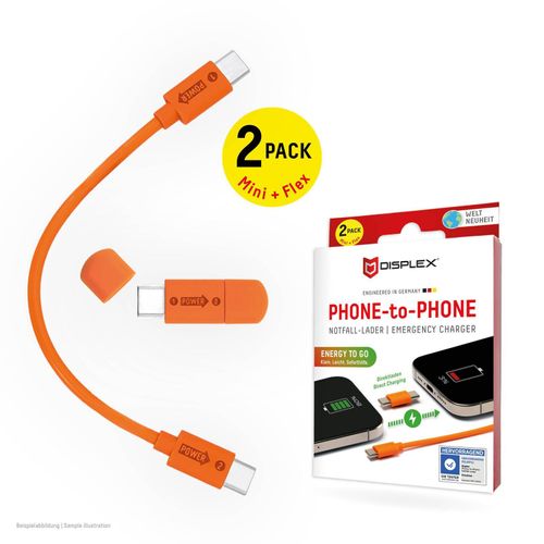 DISPLEX Phone-to-Phone Notfall-Lader, USB-C, 2er Set