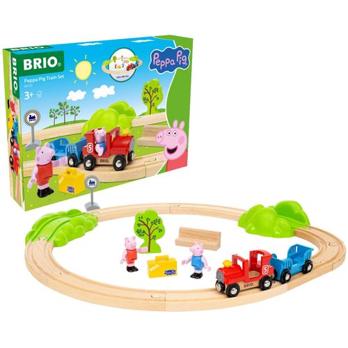 Spielzeug-Eisenbahn BRIO "BRIO WORLD, Peppa Wutz Eisenbahn-Set", bunt, Spielzeugfahrzeuge, Kinder, Holz, Kunststoff, Spielzeug-Eisenbahn