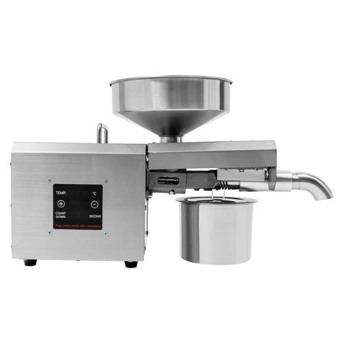 Automatische Ölpresse - Öl-Extraktor - Leistung 610 W, 220 V - Heiß- & Kaltpressen 40–240°C - Drehmoment 1500 N·m - Durchsatz 3–5 kg/h - Edelstahl - Hellgrau