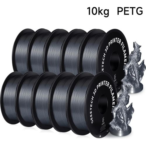 PETG 3D-Drucker-Filament - 1,75 mm - FDM/FFF Kompatibel - Spule 343 m - Vakuumverpackt - Silber