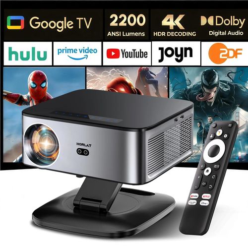 Heimkino Beamer - LED Projektor - Helligkeit 2200 ANSI Lumen - Full HD 1080p - Autofokus & Auto‑Keystone - Bildgröße 127–762 cm