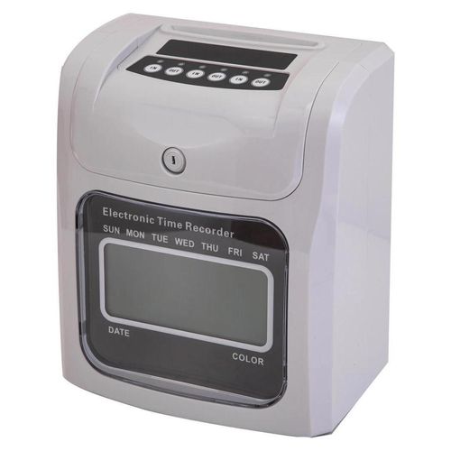 Elektronische Stempeluhr - Zeiterfassungsgerät - Für Stempelkarten, Anwesenheitskontrolle im Büro, Ein-/Ausstempeln, Netzbetrieb 100–240 V, Ohne Batterie