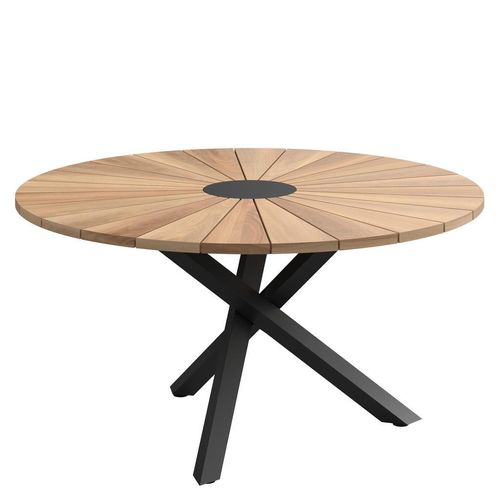 Ambia Garden Gartentisch Teakholz, Natur, Holz, Metall, Teakholz, rund, 150x75x150 cm, Gartenmöbel, Gartentische, Gartentische