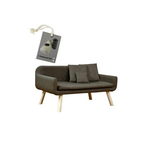 Rohrschneider Hundesofa für mittlere Hunde, abwaschbares Kunstleder taupe