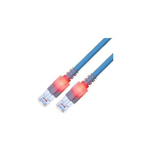 EasyLan DualBoot LED Patchkabel RJ45 S/FTP Cat.6 (Class E), mit saCon Stecker, LSOH, blau, 2 m