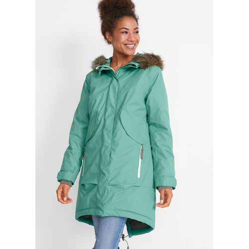 bonprix Wasserdichter Funktionsmantel, grün, Gr.46, Funktionale Thermo-Regenjacke aus wind- und wasserfestem Material mit verschließbaren Taschen