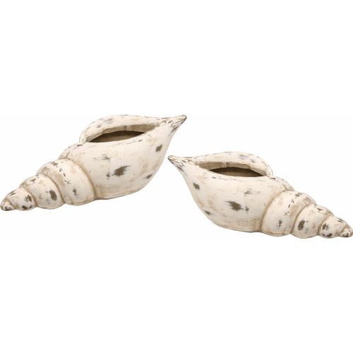 Dekoschale I.GE.A. "Keramik-Schale Muschel", beige (natur), B:33cm H:10cm T:13cm, Keramik, Dekoschalen